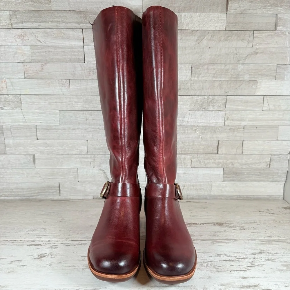Kork-Ease Women's Carli Knee High Burnished Leather Riding Boot 6.5M Burgundy